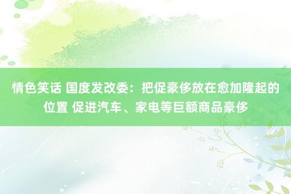 情色笑话 国度发改委：把促豪侈放在愈加隆起的位置 促进汽车、家电等巨额商品豪侈