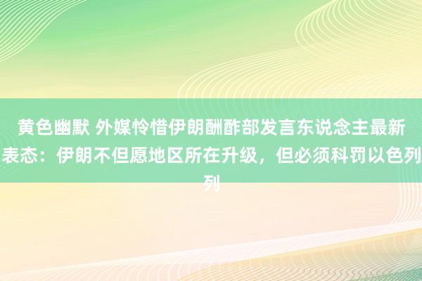 黄色幽默 外媒怜惜伊朗酬酢部发言东说念主最新表态：伊朗不但愿地区所在升级，但必须科罚以色列