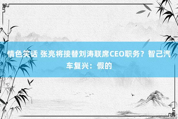 情色笑话 张亮将接替刘涛联席CEO职务？智己汽车复兴：假的