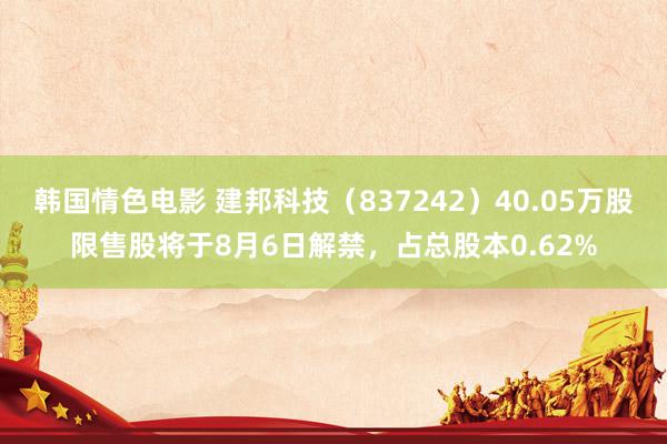 韩国情色电影 建邦科技（837242）40.05万股限售股将于8月6日解禁，占总股本0.62%