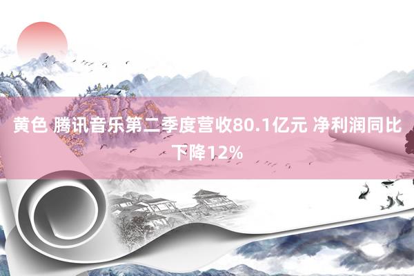 黄色 腾讯音乐第二季度营收80.1亿元 净利润同比下降12%