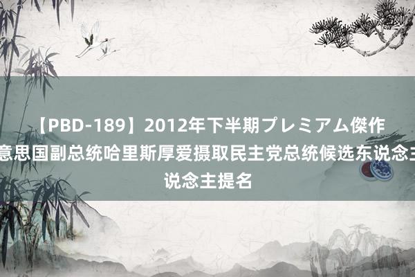 【PBD-189】2012年下半期プレミアム傑作選 好意思国副总统哈里斯厚爱摄取民主党总统候选东说念主提名