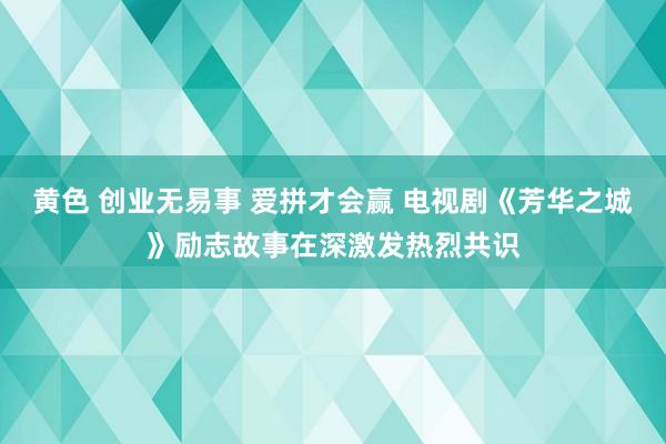 黄色 创业无易事 爱拼才会赢 电视剧《芳华之城》励志故事在深激发热烈共识