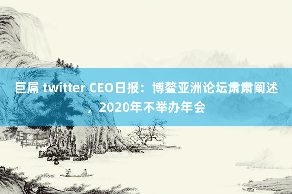 巨屌 twitter CEO日报：博鳌亚洲论坛肃肃阐述，2020年不举办年会